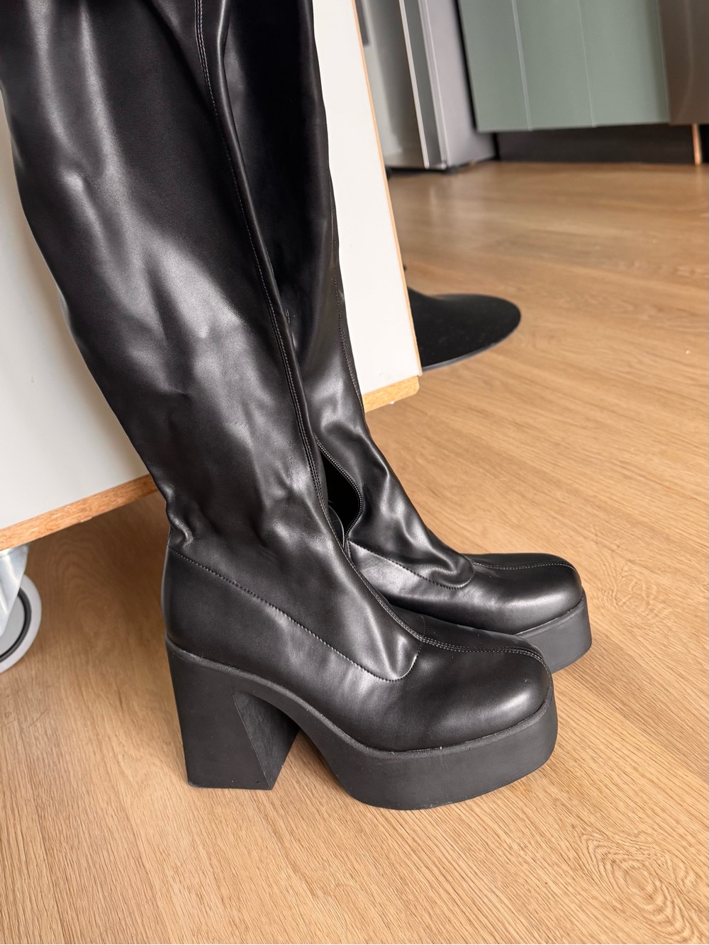 Aldo Black Platform Over-the-Knee Boots